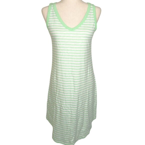 Candace Cameron Bure Sunkissed Linen Blend Green Striped V Neck Tank Dress XXS - Picture 1 of 7